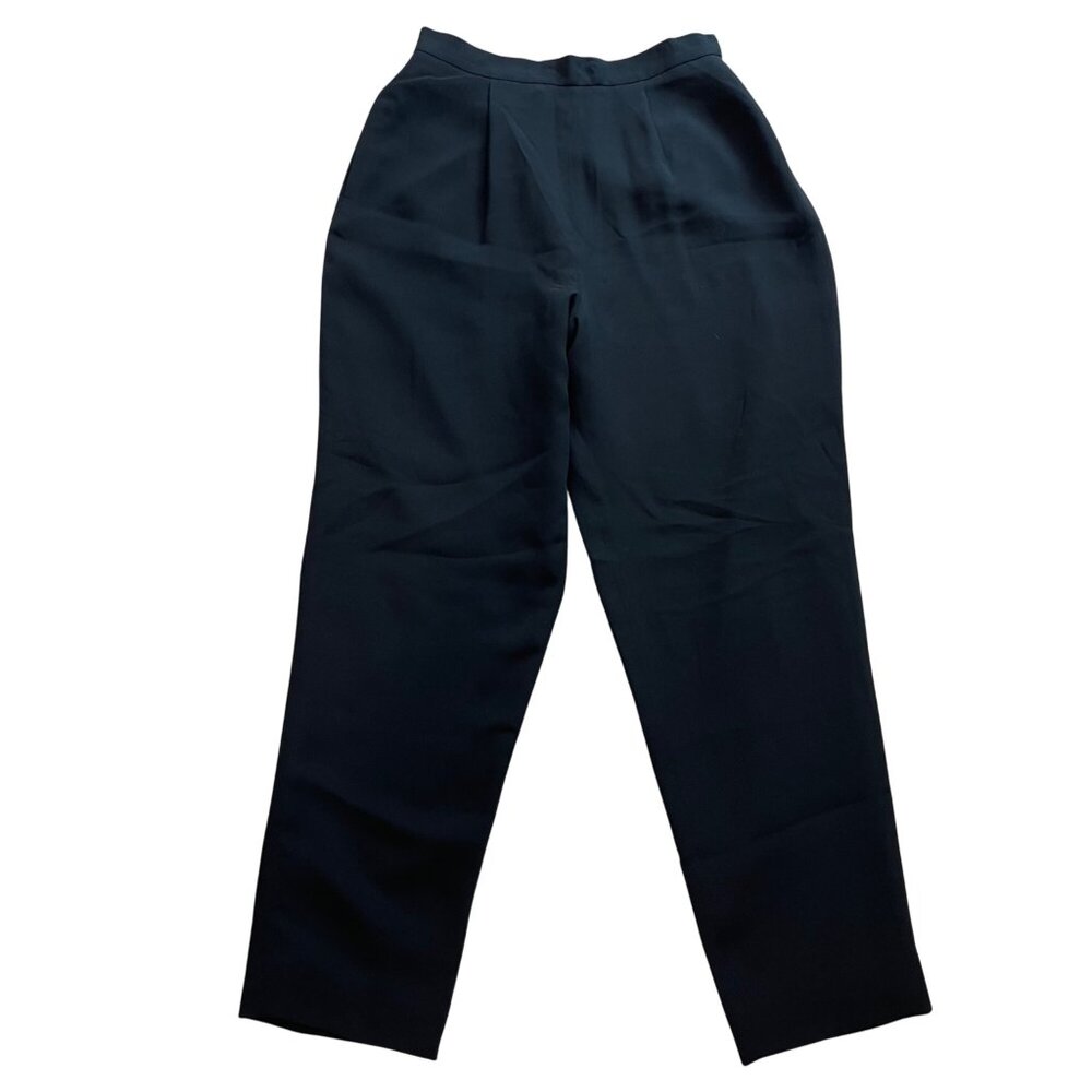 Vintage WORTH Pure Silk Dress Pants Women's Size‎ 8 Black Fully Lined High Waist